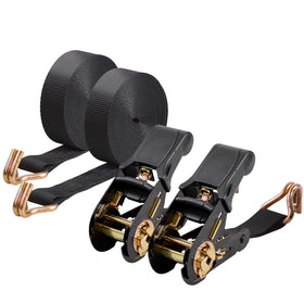 LYASILYHS heavy-duty ratchet strap 1x20ft with double J-hooks securing a load