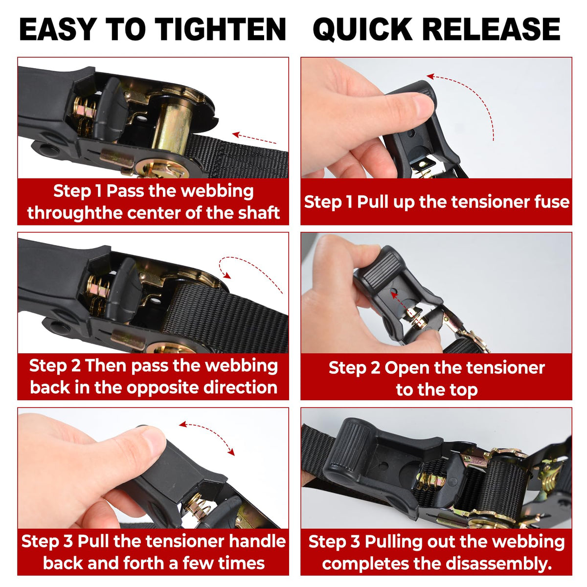 LYASILYHS smooth ratcheting handle simplifies tensioning