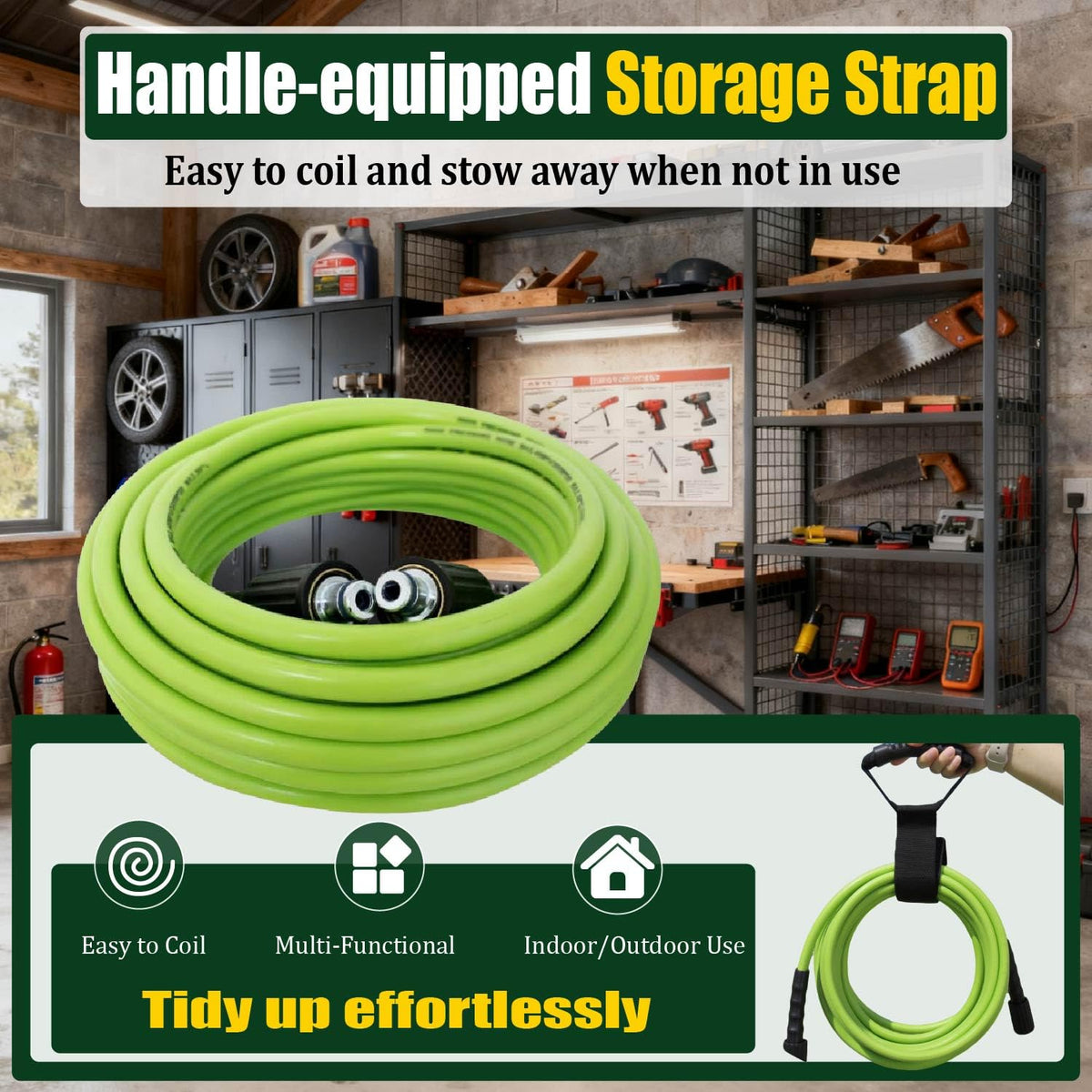 LycorTrade green extension coupler on 50ft hose for easy storage