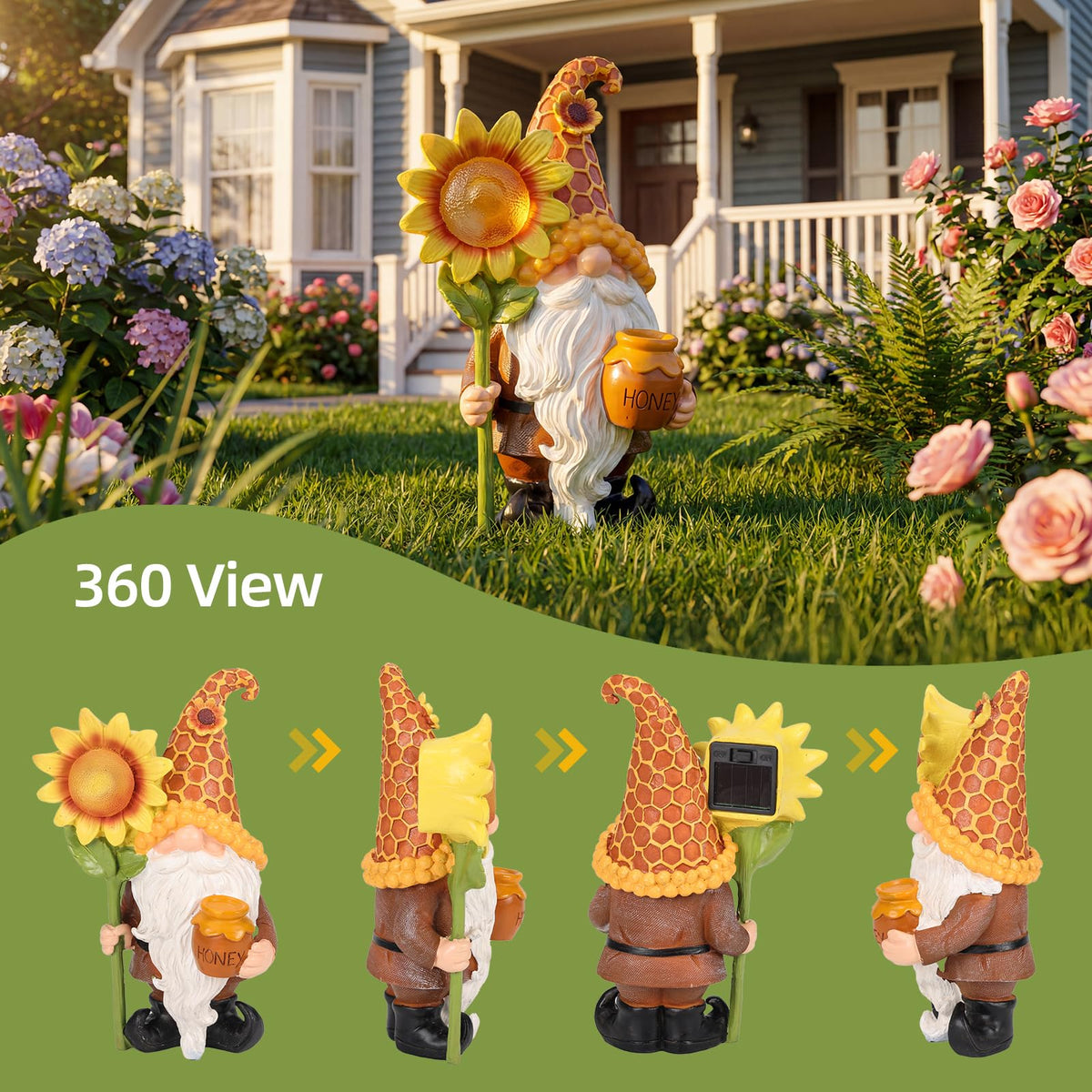 Lyeasw outdoor gnome decor for porch, lawn, or walkway.