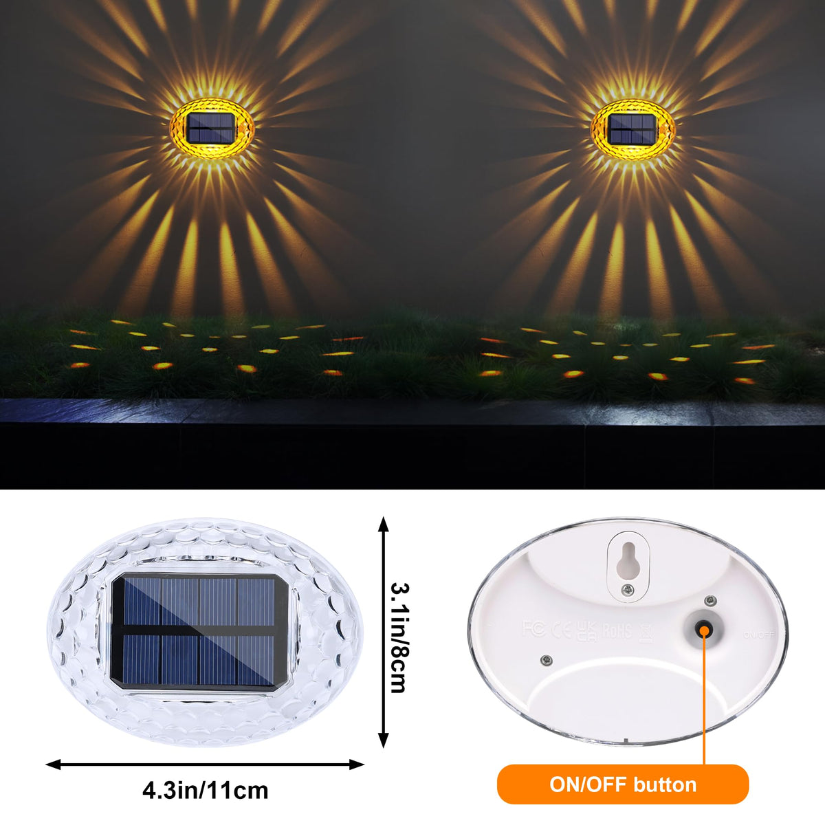LYHOPE easy-installation fence light shows screw mounting setup