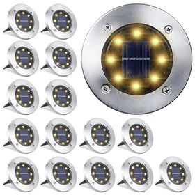 LYHOPE solar ground lights 16-pack warming garden walkways with warm white glow.