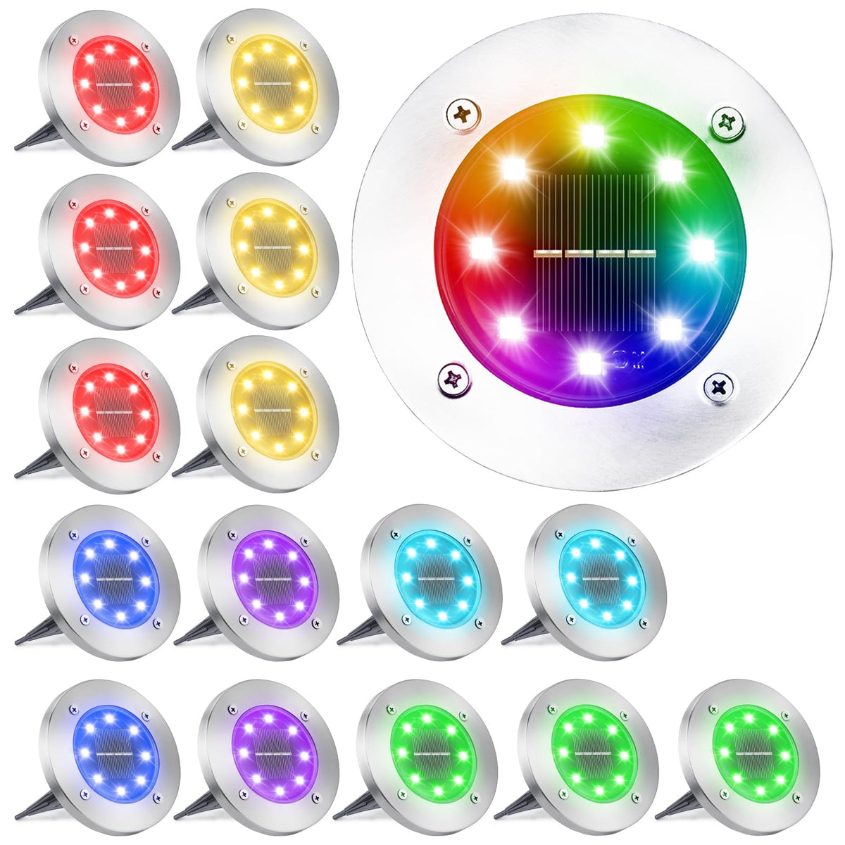 LYHOPE solar ground light color-changing disk for vibrant garden accents.