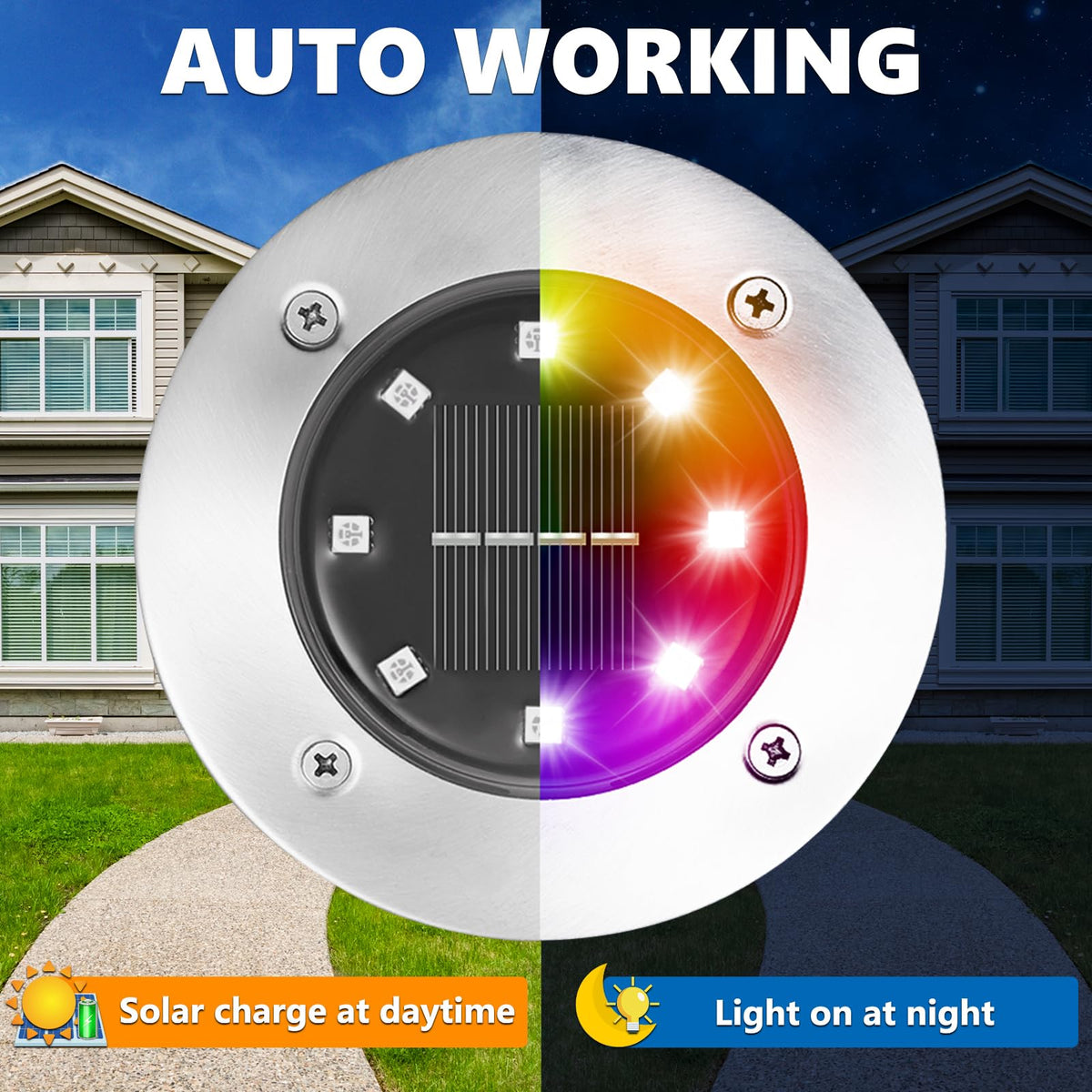 LYHOPE solar ground light pathway illumination for lawns and patios.
