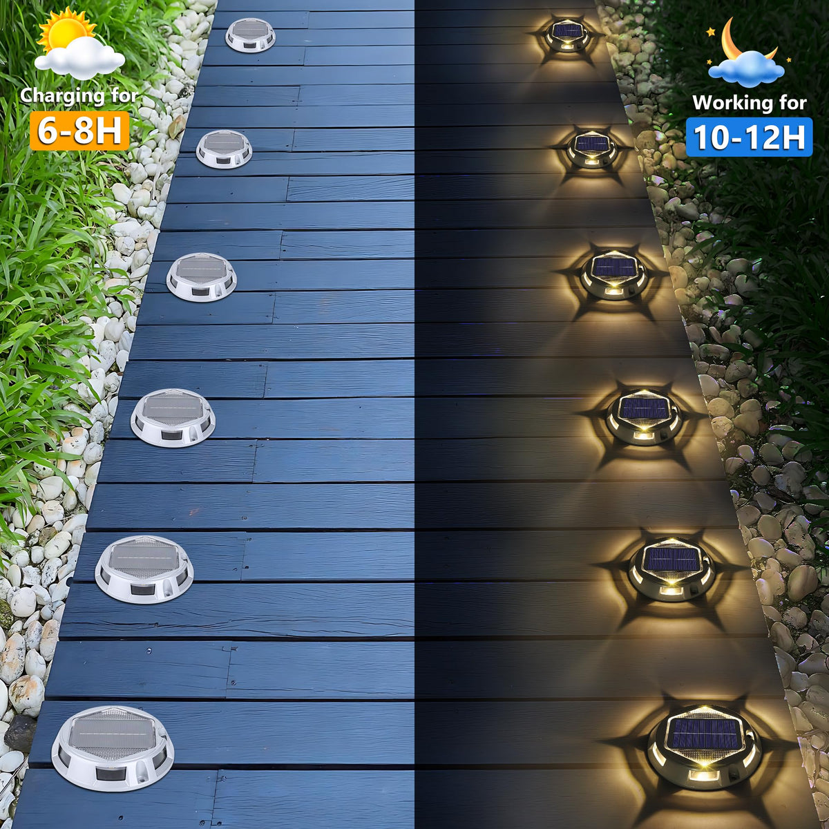 LYHOPE warm white strobe mode highlights steps with safety lighting