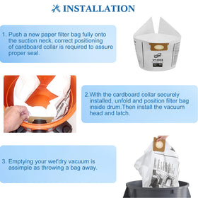 Easy installation of LYJHKJ VF3502 bags in Ridgid vacuum system