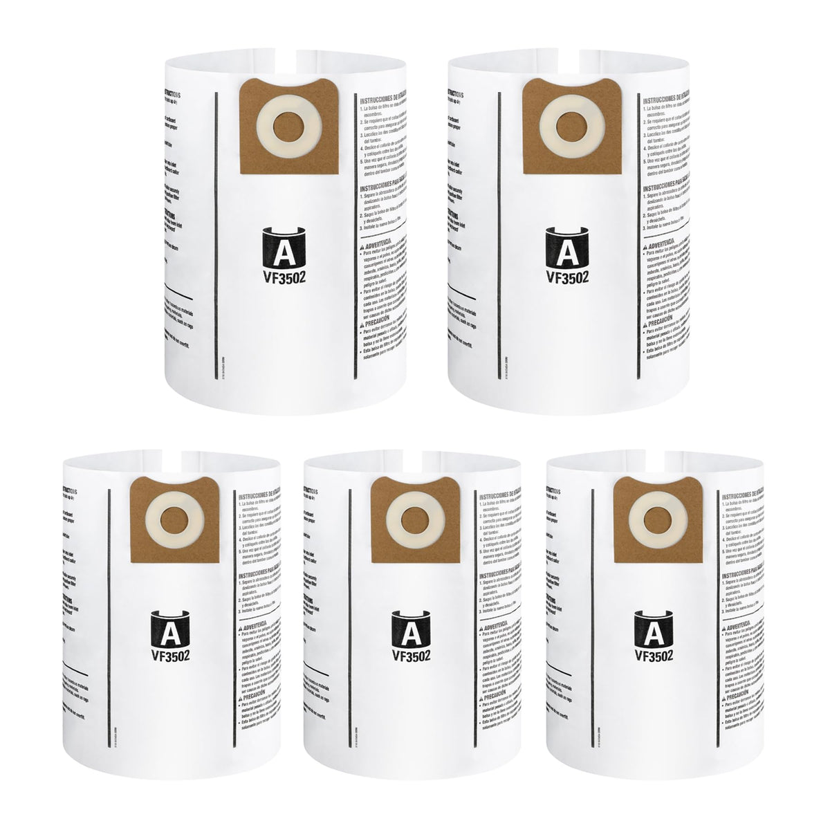 LYJHKJ VF3502 bags in a 5-pack for Ridgid vacuums, high-efficiency filtration