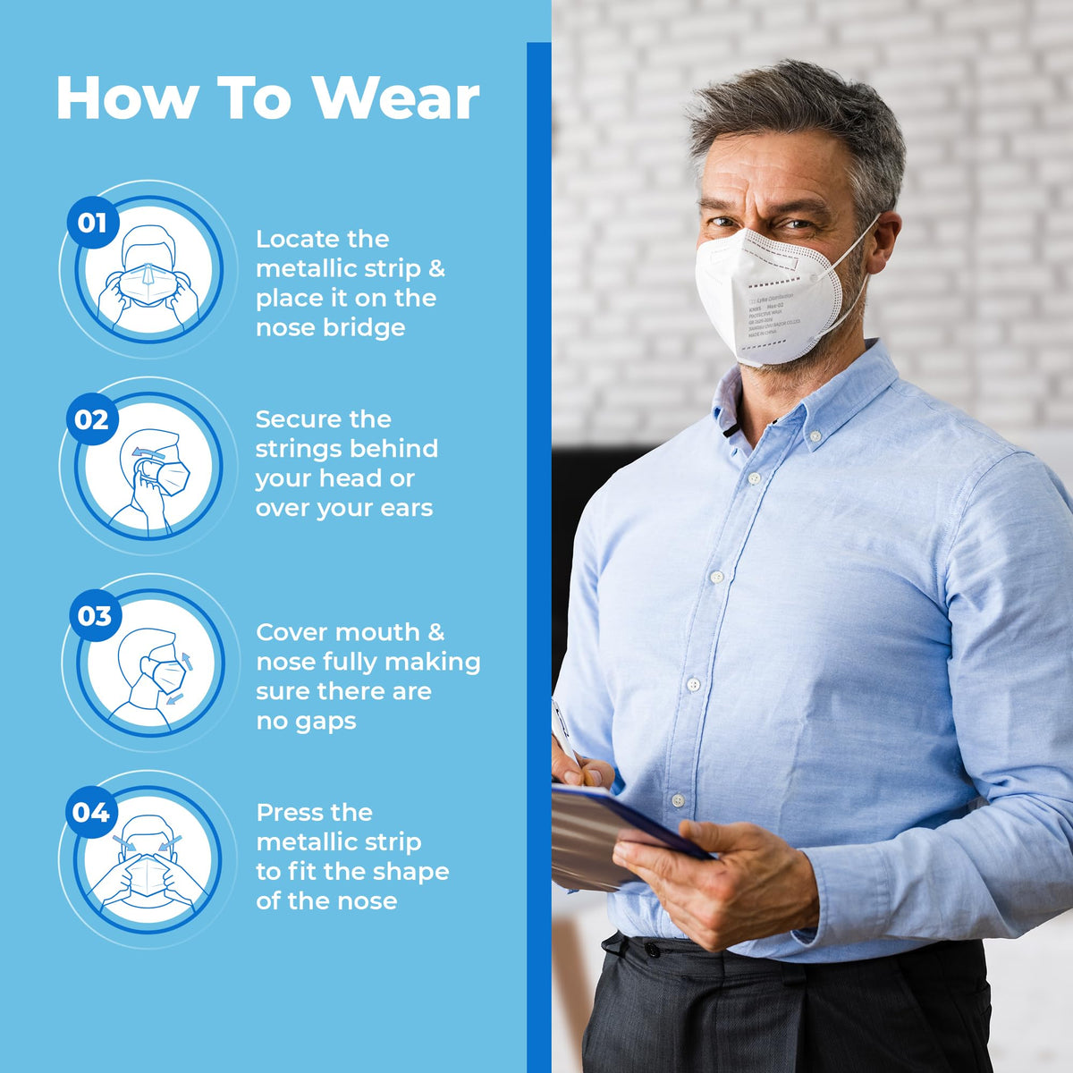 Lyka Distribution KN95 masks with adjustable nose clip for a secure fit