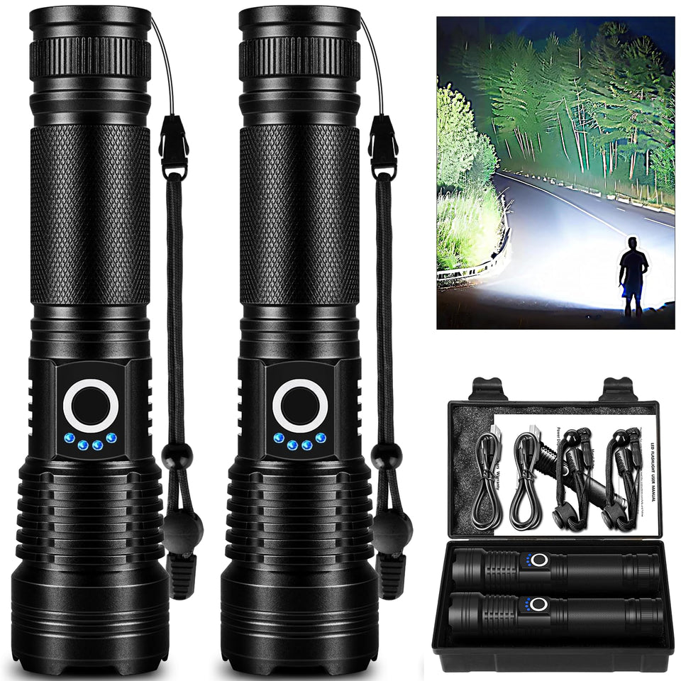 Lylting 2-pack flashlights — front view shows rugged design for reliable outdoor lighting.
