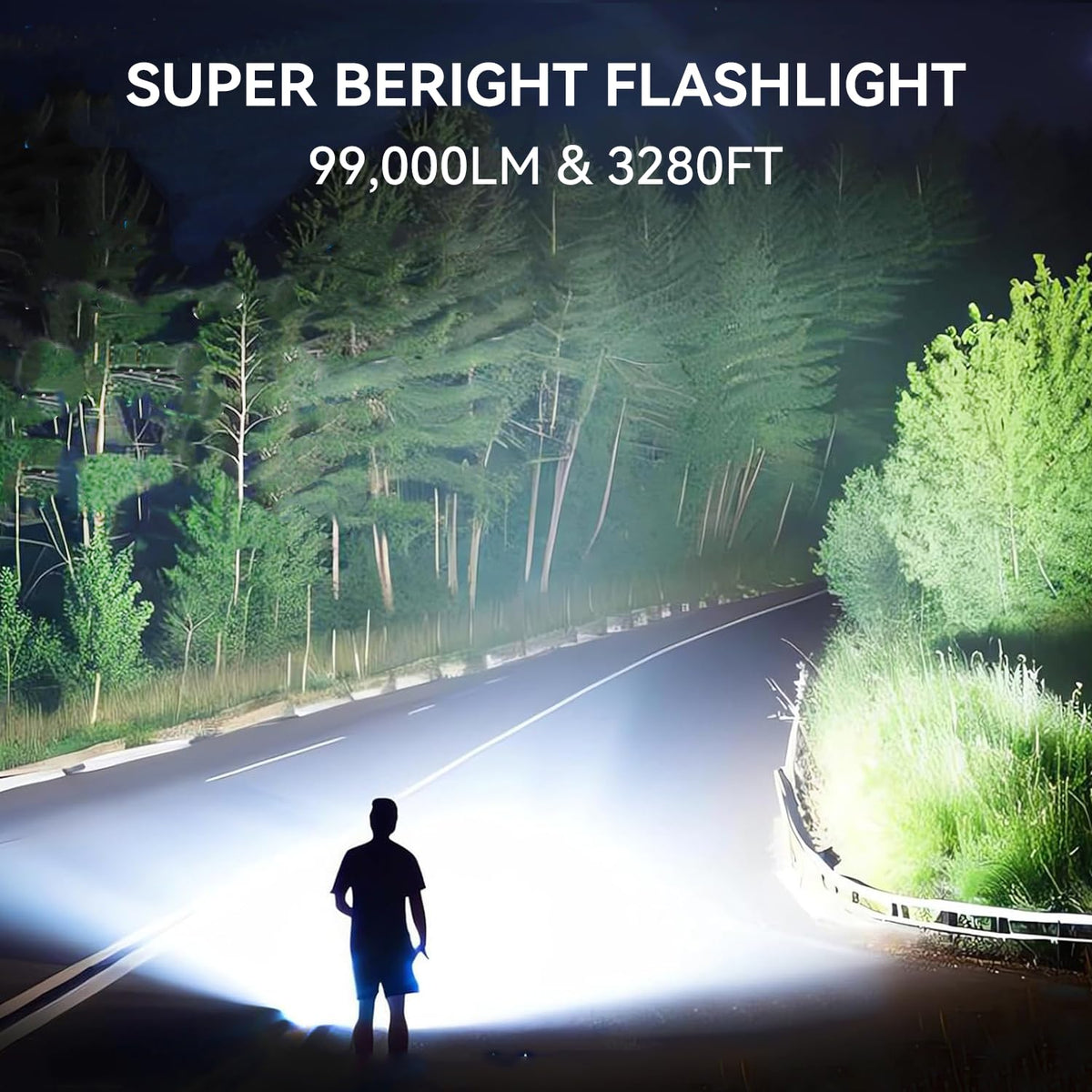 Lylting 2-pack flashlights — side view highlights grip for stable night use.
