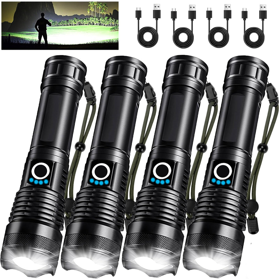 Lylting four-pack rechargeable LED flashlights ready for home and outdoor use.