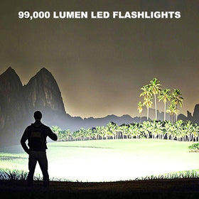 Lylting 99,000-lumen beam demonstrates long-range illumination for camping or emergencies.