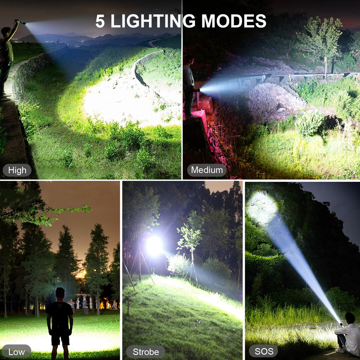 Lylting USB-C rechargeable flashlight with power display for battery checks.