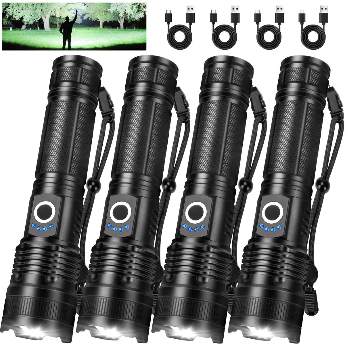Lylting four-pack flashlights unboxed for home safety and outdoor readiness.