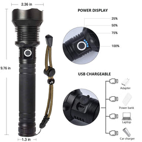 Lylting IPX7 waterproof flashlight with aluminum body for rugged use.