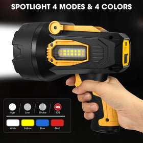 Lylting spotlight battery indicator displays real-time power for planning.
