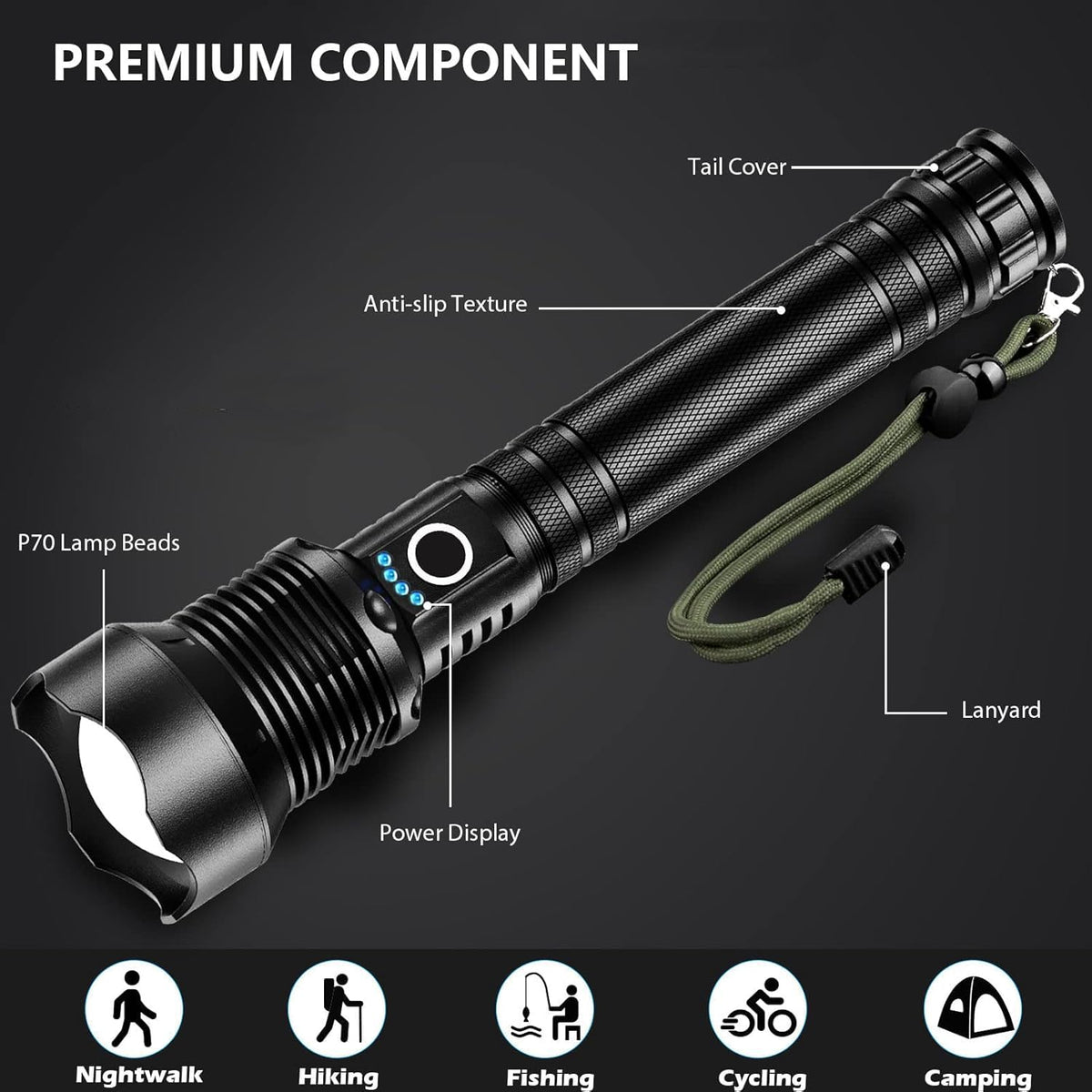Lylting five-mode flashlight adapts to any outdoor lighting need.