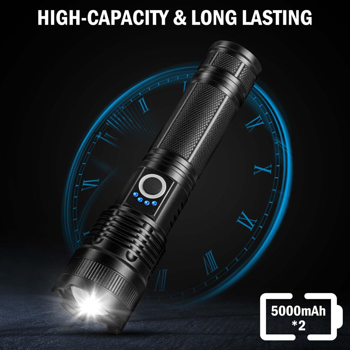 Lylting zoomable flashlight demonstrates adjustable beam for focused tasks.