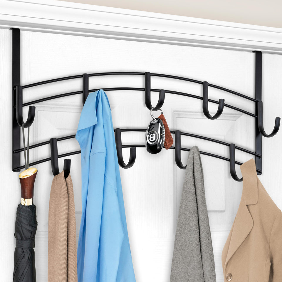 LYNK Professional Home 9-hook over-door hanger keeping scarves organized.