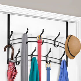 LYNK Professional Home 18-hook over-the-door rack overview showing ample storage for shirts and accessories.