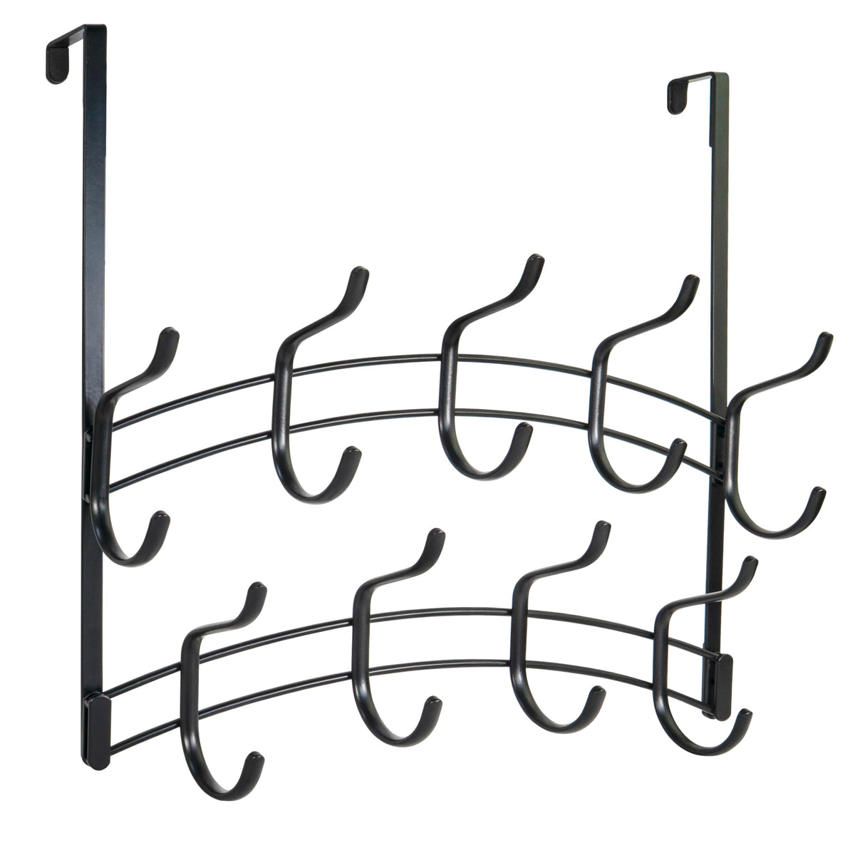 Soft padding on the door edge protects surfaces while towels or robes hang on the rack.