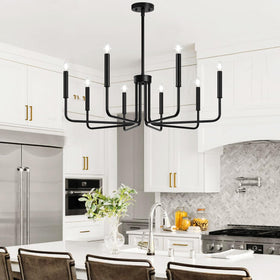 Lynnoland adjustable height chandelier using splicing rods for perfect fit