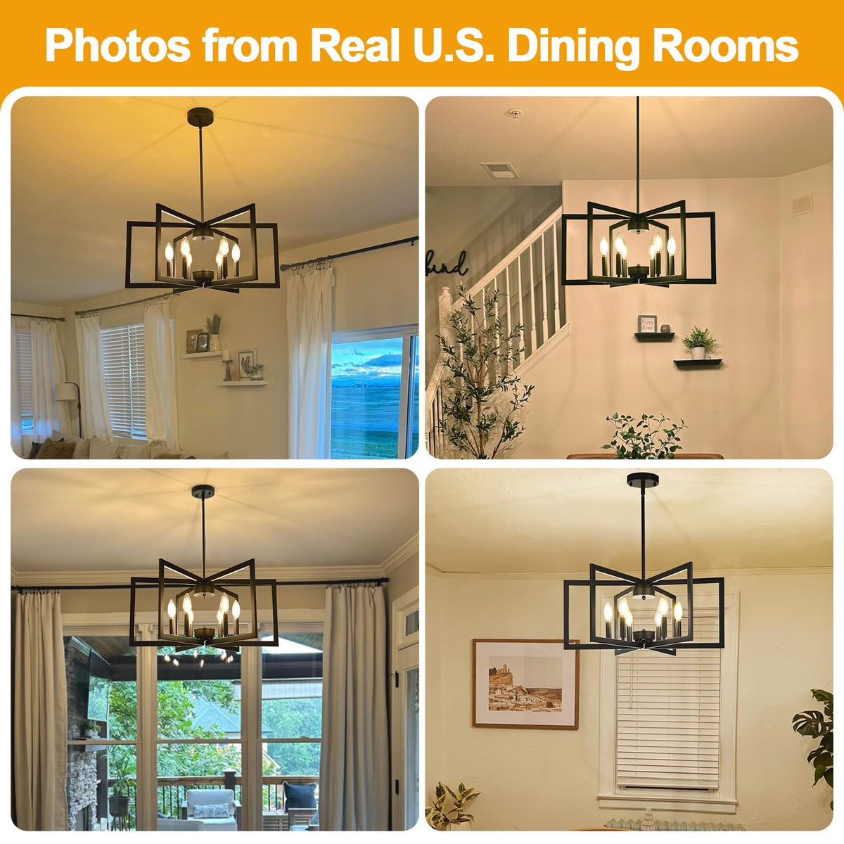 Lynnoland adjustable height chandelier suitable for flat or sloped ceilings.
