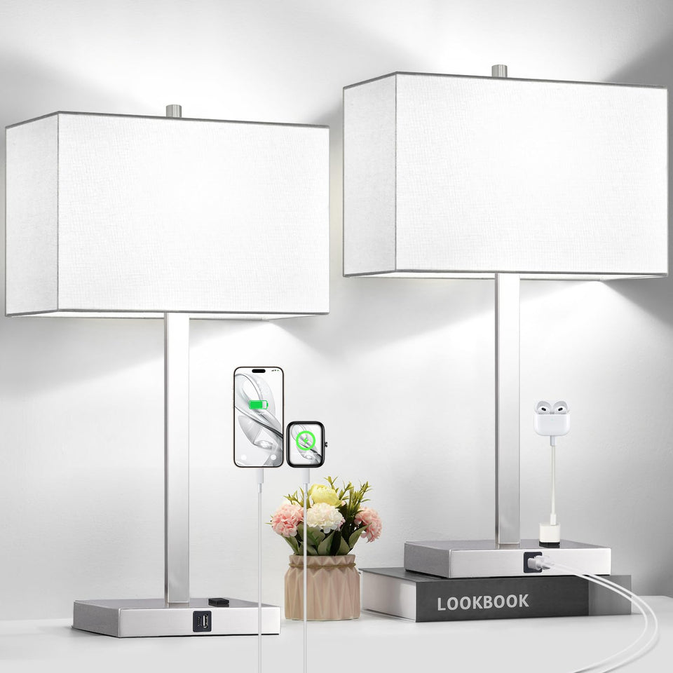 Lynnoland bedside lamps set of 2 with touch control for easy night brightness.