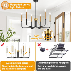 Lynnoland chandelier with preassembled arms speeds setup.