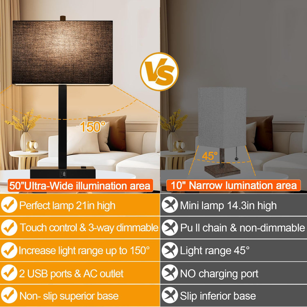 Lynnoland black linen shade adds chic, understated style to any nightstand.