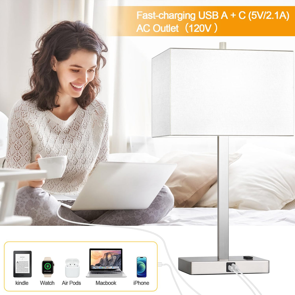 Lynnoland dual USB ports keep devices powered.
