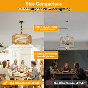 Lynnoland E26 rustic pendant supports dimmable bulbs for mood lighting.
