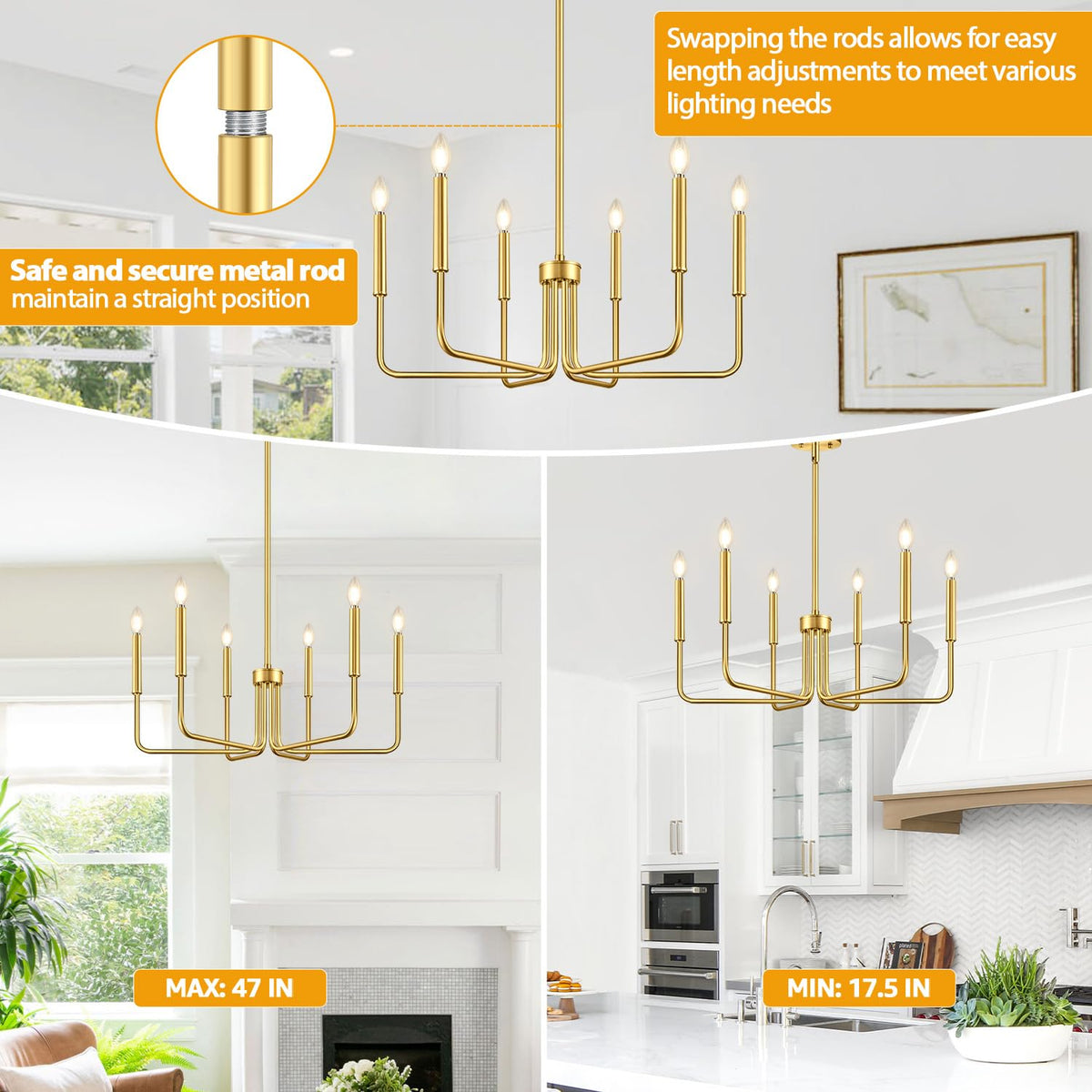 Lynnoland ETL listed chandelier ensures safe, reliable lighting.