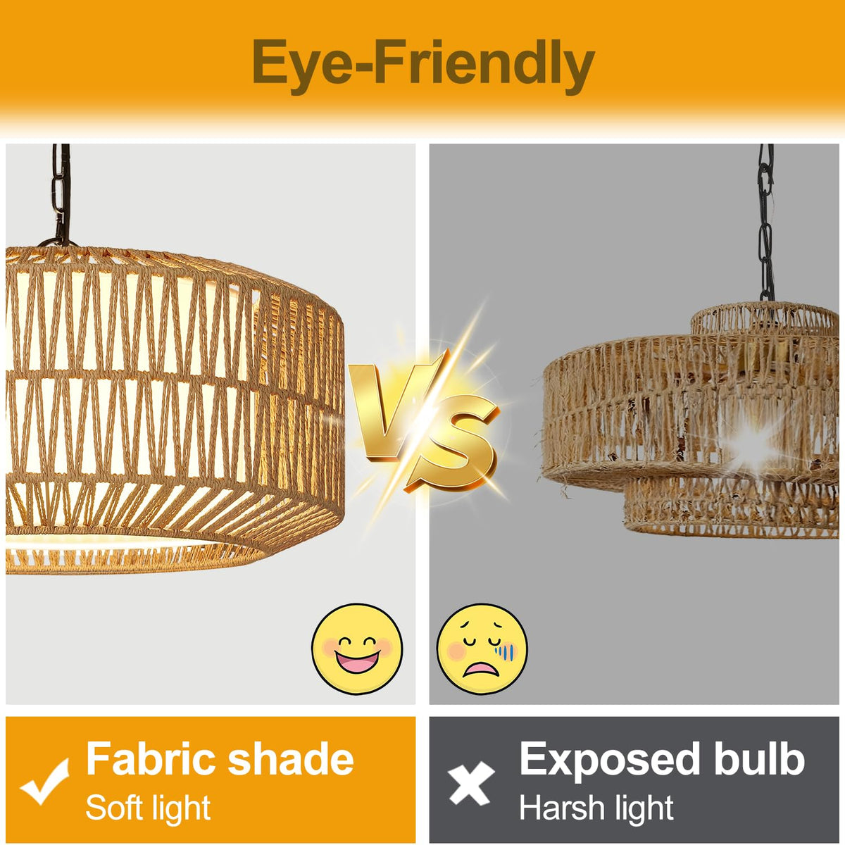 Lynnoland Hand-woven rattan shade enhances rustic boho aesthetics in living rooms and bedrooms.