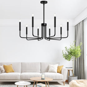 Lynnoland living room chandelier hangs elegantly over seating area