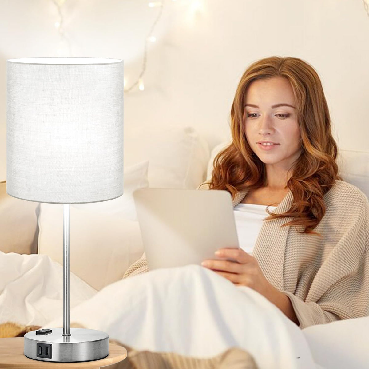 Lynnoland nightstand lamp set ideal for desks and tables