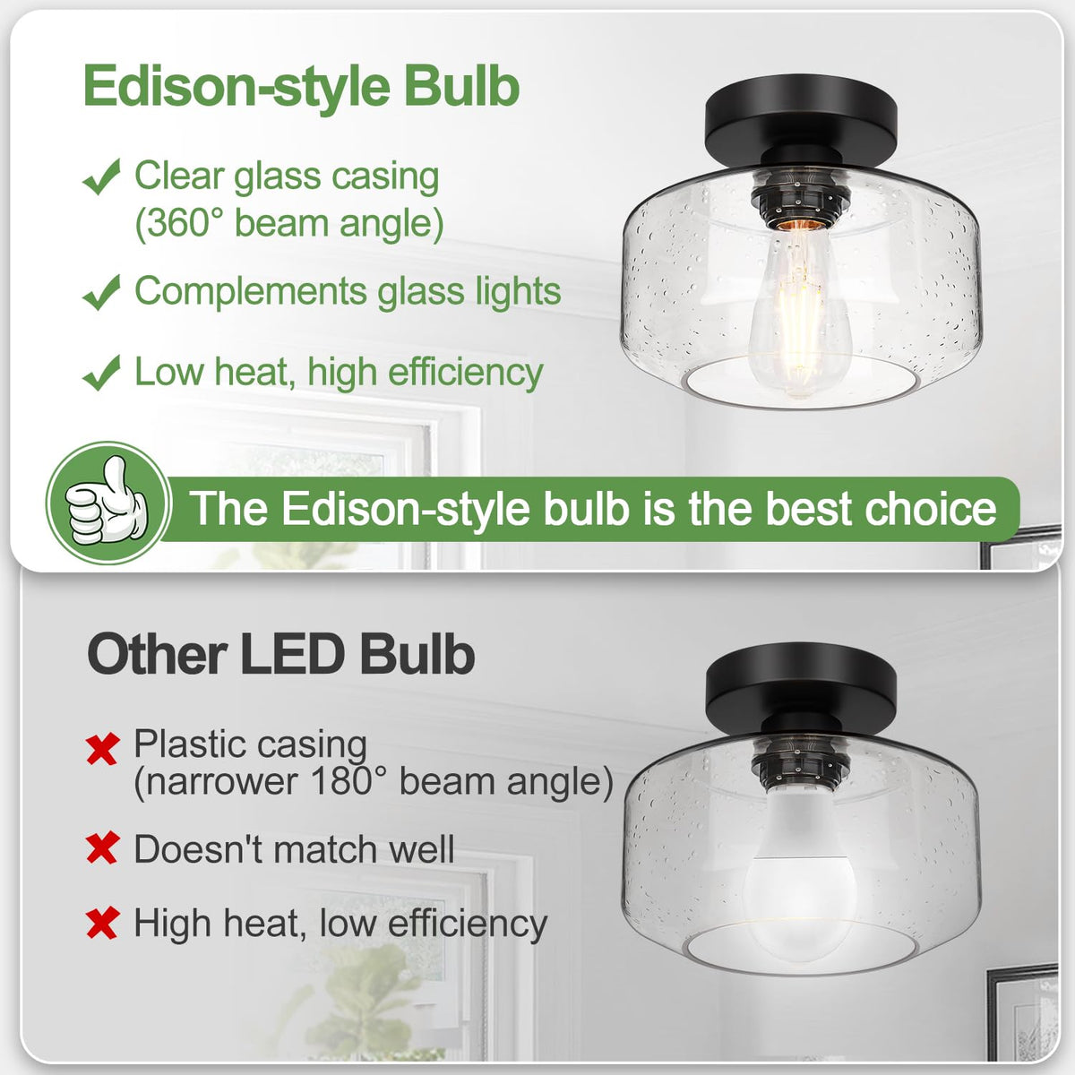 Lynnoland seeded glass ceiling light delivers warm, romantic ambiance.