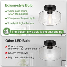 Lynnoland seeded glass ceiling light delivers warm, romantic ambiance.