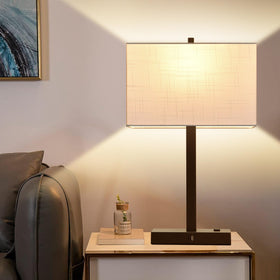 Lynnoland two lamps on nightstands create coordinated setup