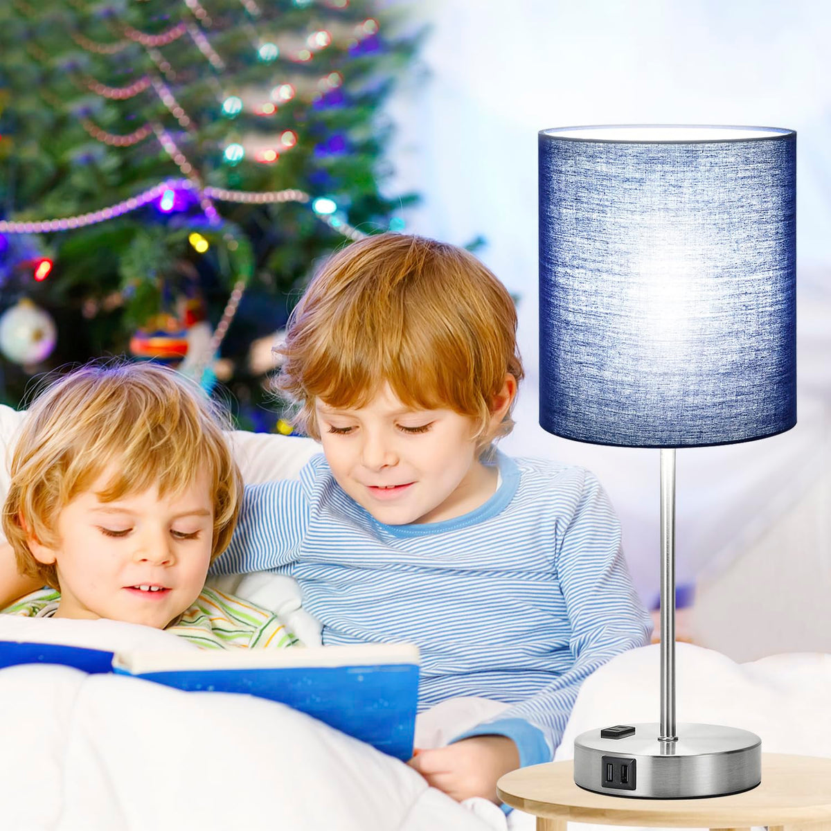 Lynnoland weighted base ensures stable placement on nightstands.