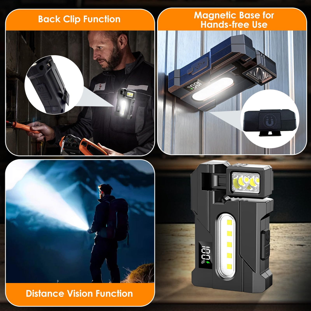 LYNRUI G5 EDC flashlight 180-degree head for precise directional lighting.