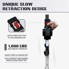 LynxHold 1,800 lb break-strength strap close-up showing durable webbing and hardware.