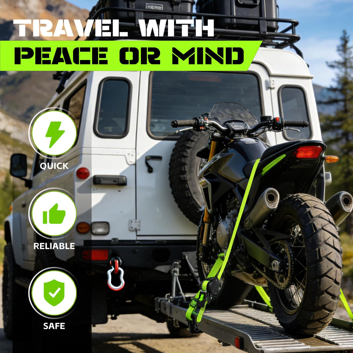 LynxHold heavy-duty strap in use for ATV, UTV, or boat transport.