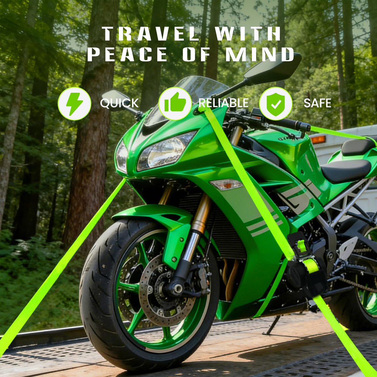 LynxHold motorcycle-secure strap keeps bike stable during transport