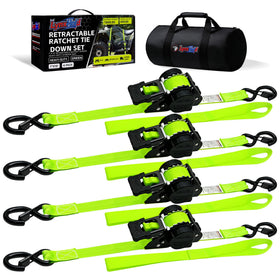 LynxHold retractable ratchet strap with green release lever for precise tightening