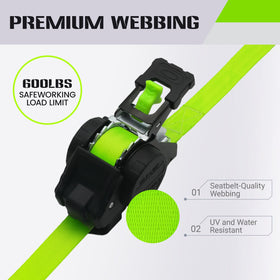 LynxHold retractable ratchet strap showing slow retraction feature for safe unloading
