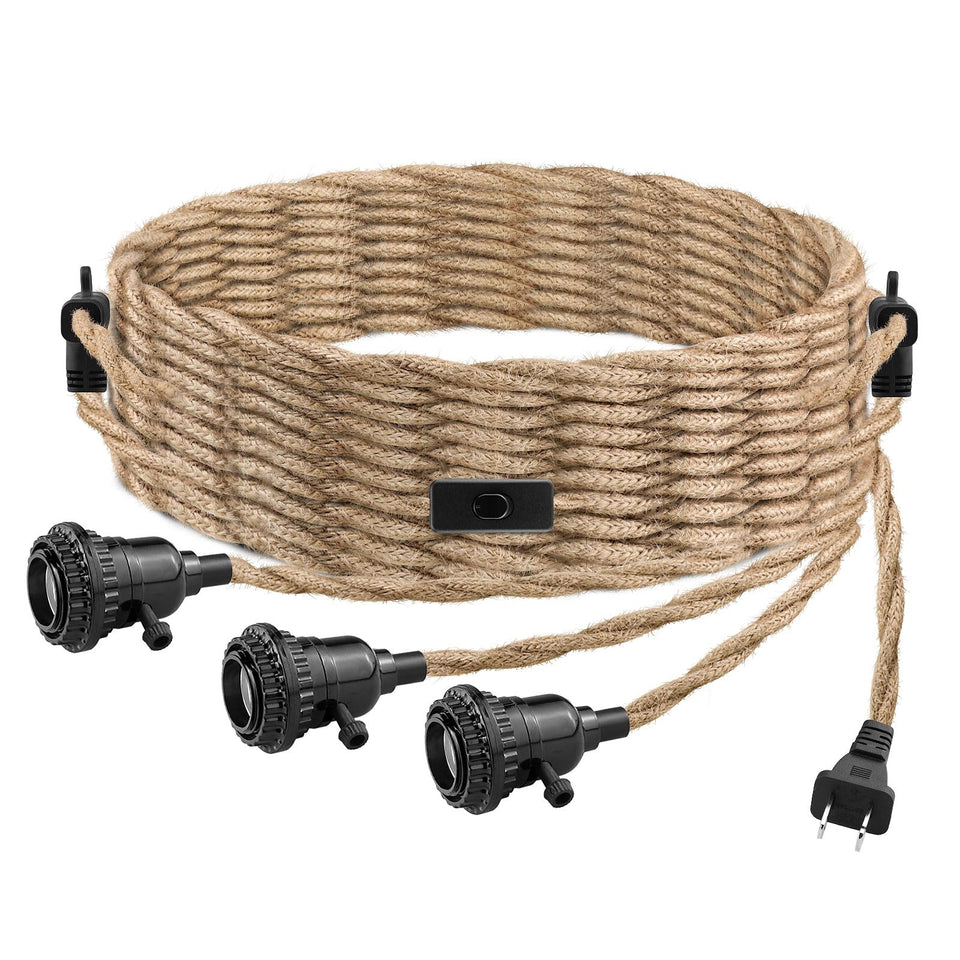 LYOOWNG 3-light plug-in pendant cord for adjustable DIY lighting