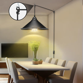LYOOWNG plug-in pendant light with 13ft copper cord offers flexible placement in living spaces.