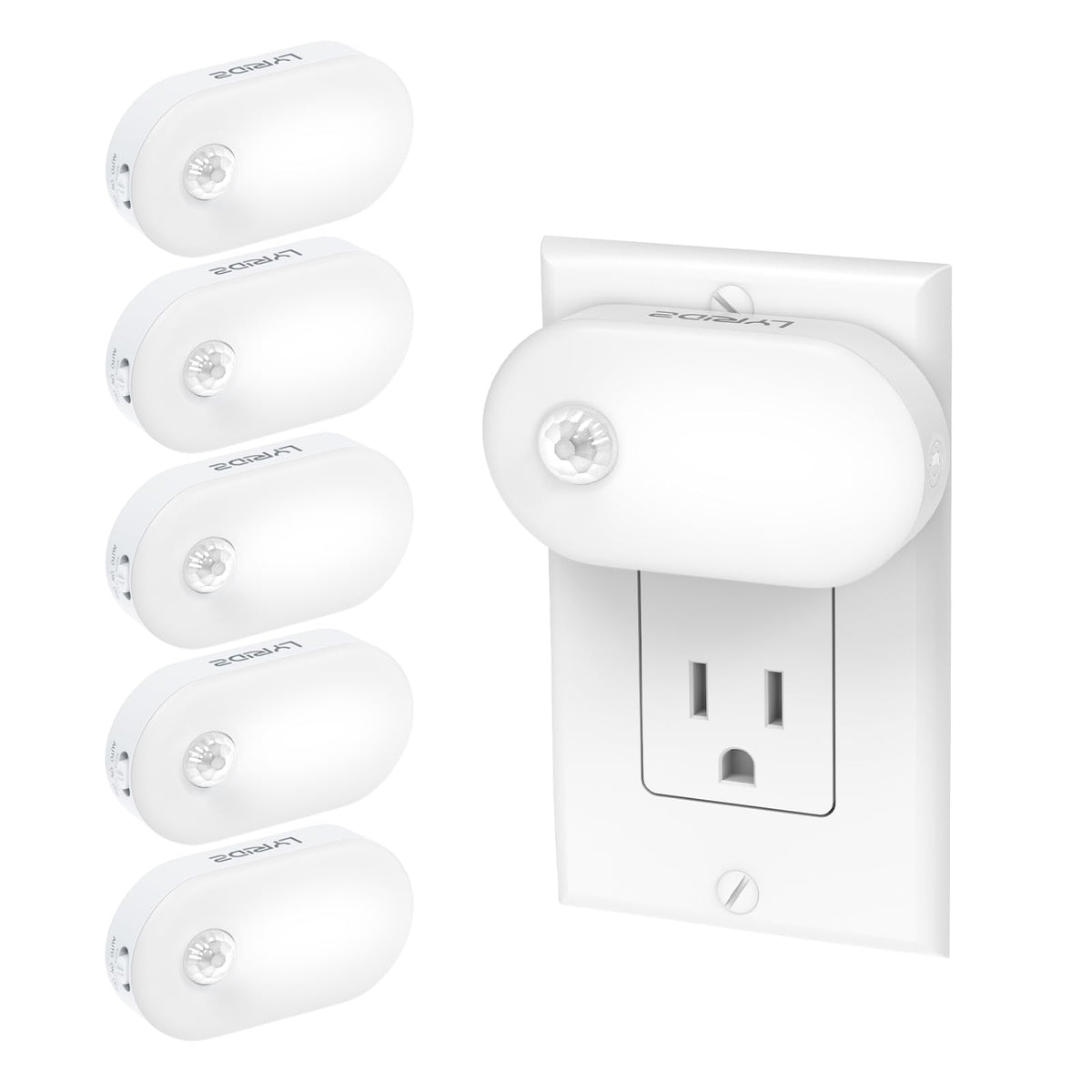 Lyridz 120LM night light front view showing compact plug-in design for quick hallway navigation.