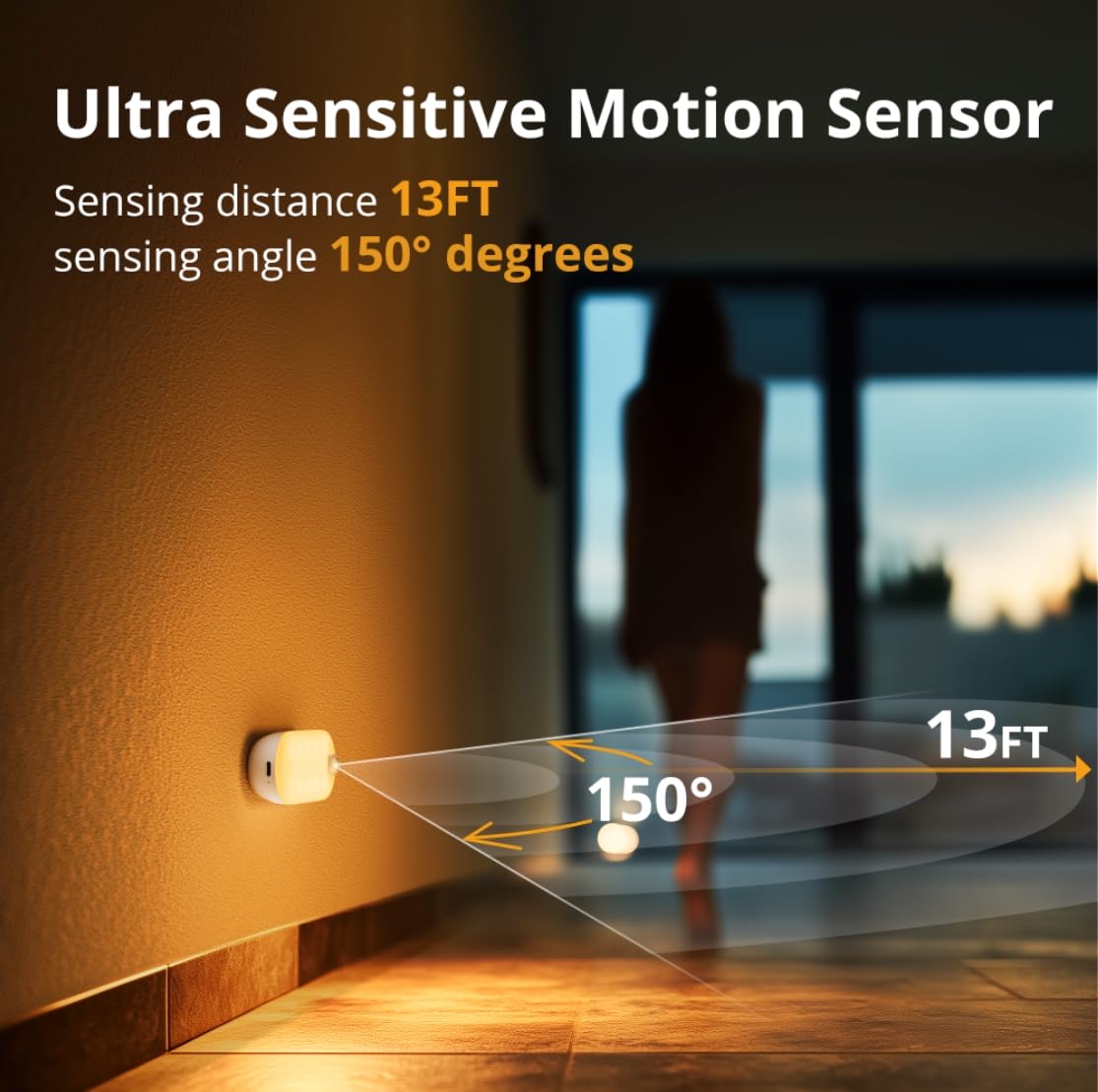 Lyridz 1500mAh battery powered night light charges via USB